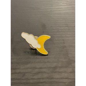 Yellow Moon & White Cloud Enamel Pin Cloudy Day